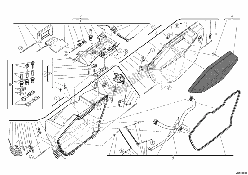 Tutte le parti per il Borsa Laterale Sinistra del Ducati Multistrada 1200 S Touring USA 2011